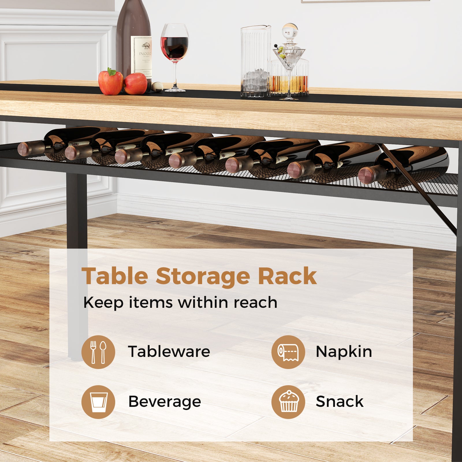 6 Feet Dining Table, Heavy-Duty Metal Frame, Natural Dining Tables at Gallery Canada