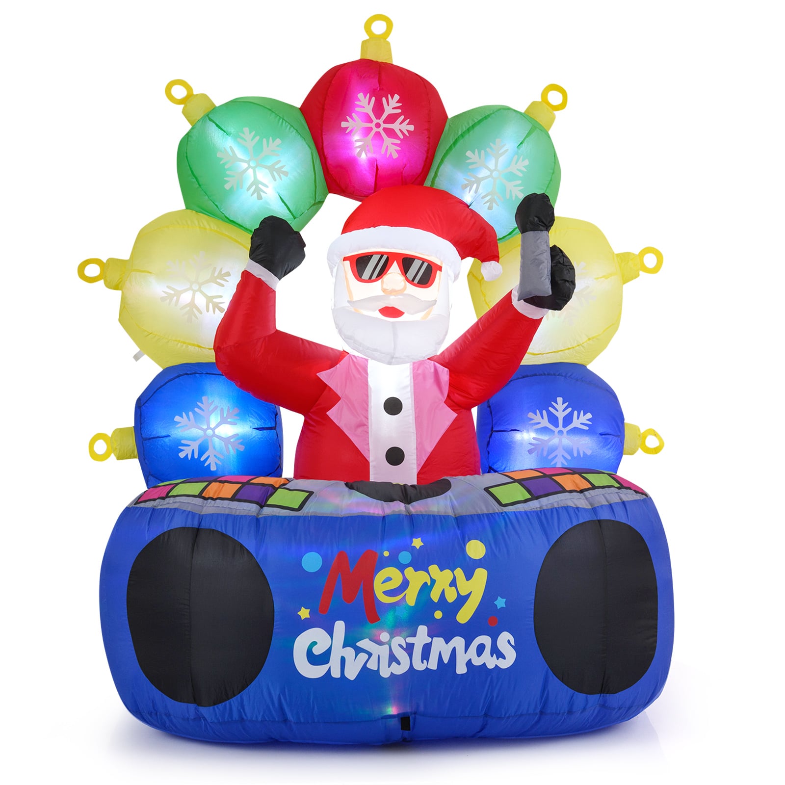 6 Feet Inflatable DJ Santa, Rotating Music Light, Flashing LEDs, Multicolor Christmas Inflatables Multicolor at Gallery Canada