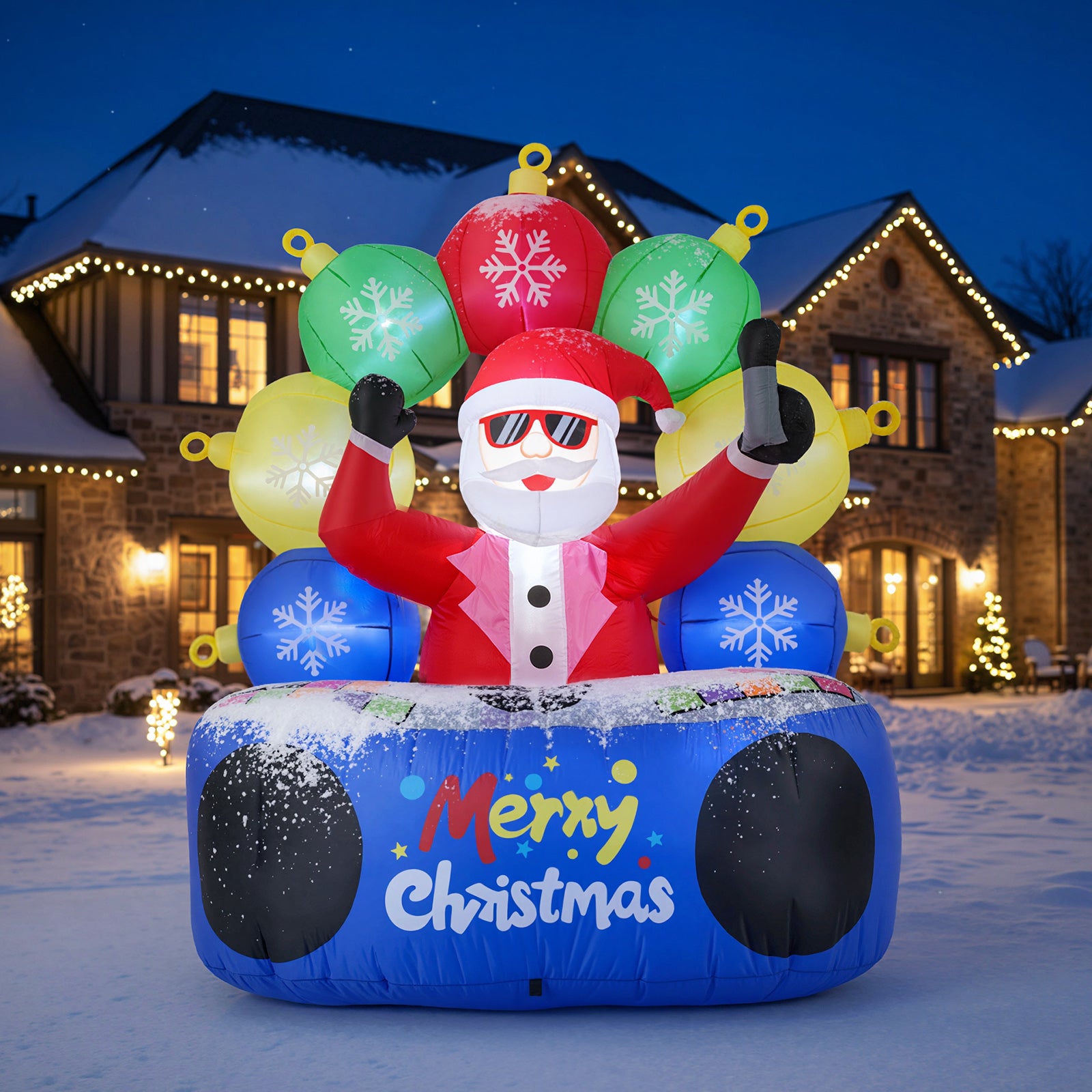 6 Feet Inflatable DJ Santa, Rotating Music Light, Flashing LEDs, Multicolor Christmas Inflatables at Gallery Canada