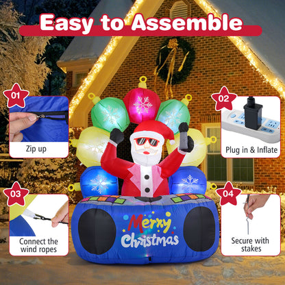 6 Feet Inflatable DJ Santa, Rotating Music Light, Flashing LEDs, Multicolor Christmas Inflatables at Gallery Canada