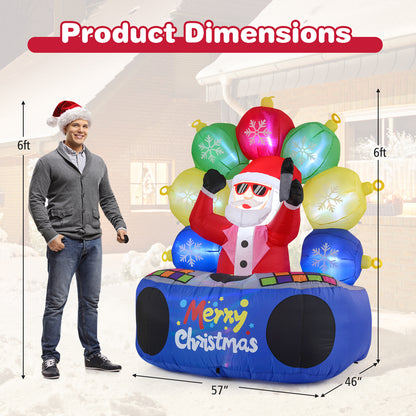 6 Feet Inflatable DJ Santa, Rotating Music Light, Flashing LEDs, Multicolor Christmas Inflatables at Gallery Canada