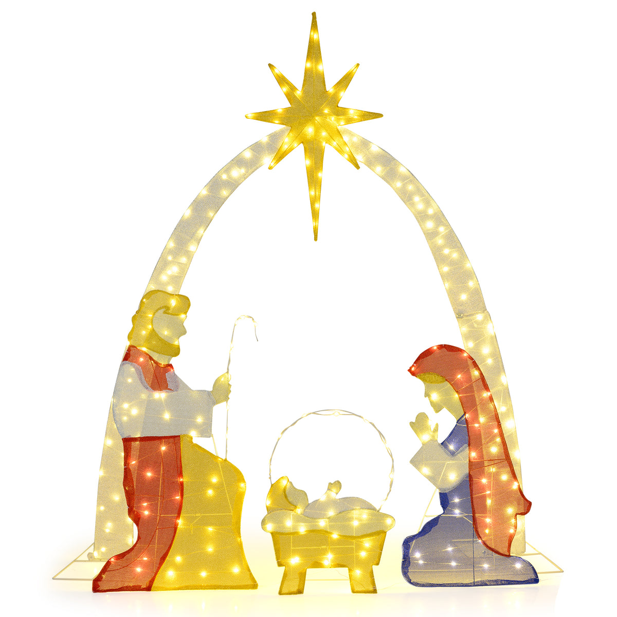 6 Feet Nativity Scene Yard Decoration, 240 Warm White LED Lights Christmas Decor & Accessories Options at Gallery Canada