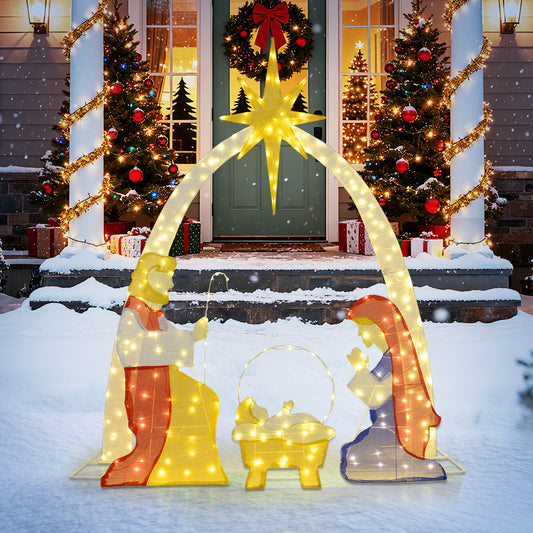 6 Feet Nativity Scene Yard Decoration, 240 Warm White LED Lights Christmas Decor & Accessories Options at Gallery Canada