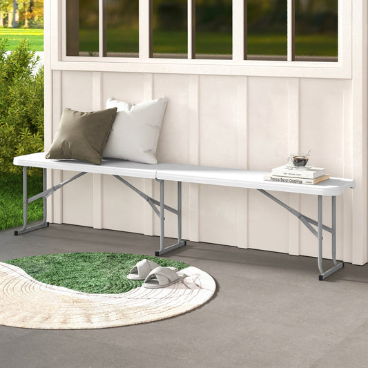6 Feet Plastic Folding Bench, Picnic Camping Dining Seat, White Camping Furniture White at Gallery Canada