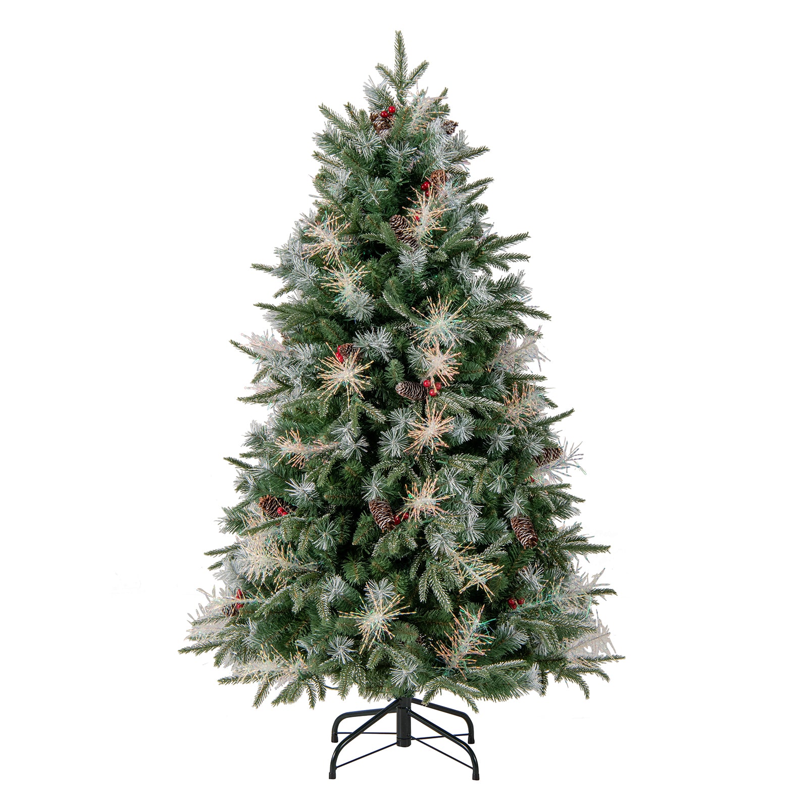 6 Feet Pre-Lit Artificial Christmas Tree, LED Lights With Berries, Green Christmas Tree at Gallery Canada