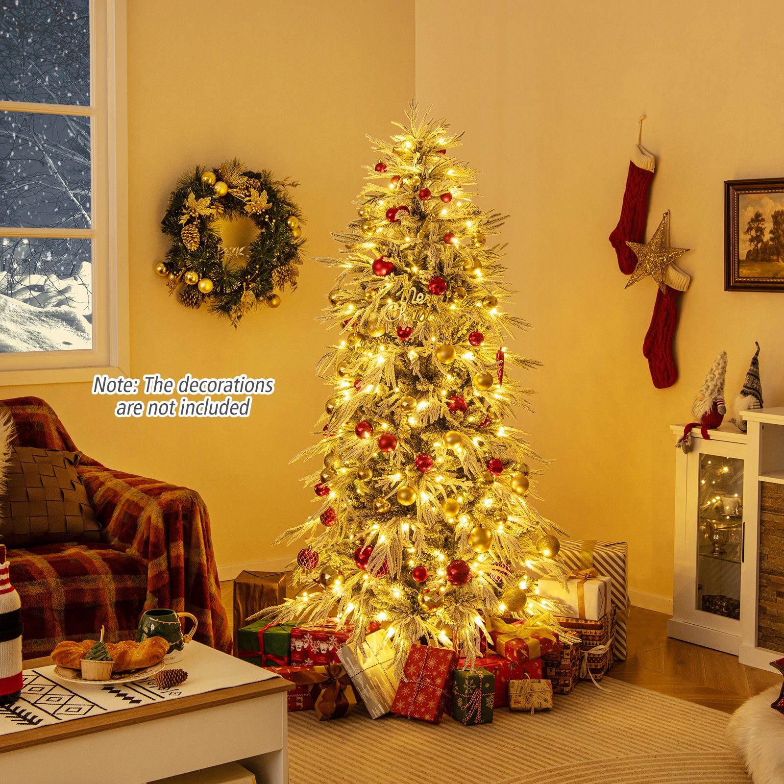 6 Feet Pre-Lit Artificial Christmas Tree, Warm White LED Lights, White Christmas Tree at Gallery Canada