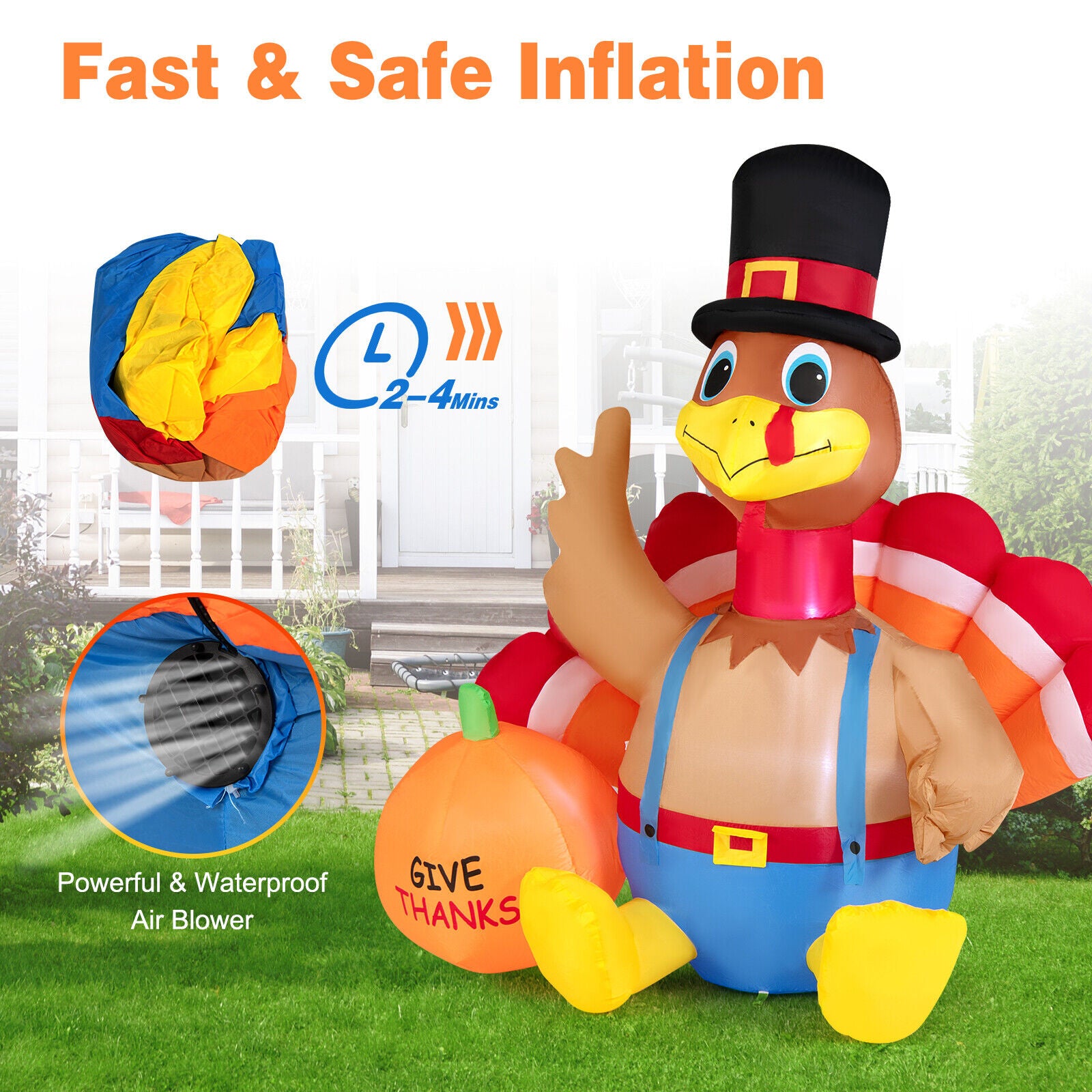 6 Feet Thanksgiving Inflatable Turkey, Multicolor Thanksgiving at Gallery Canada