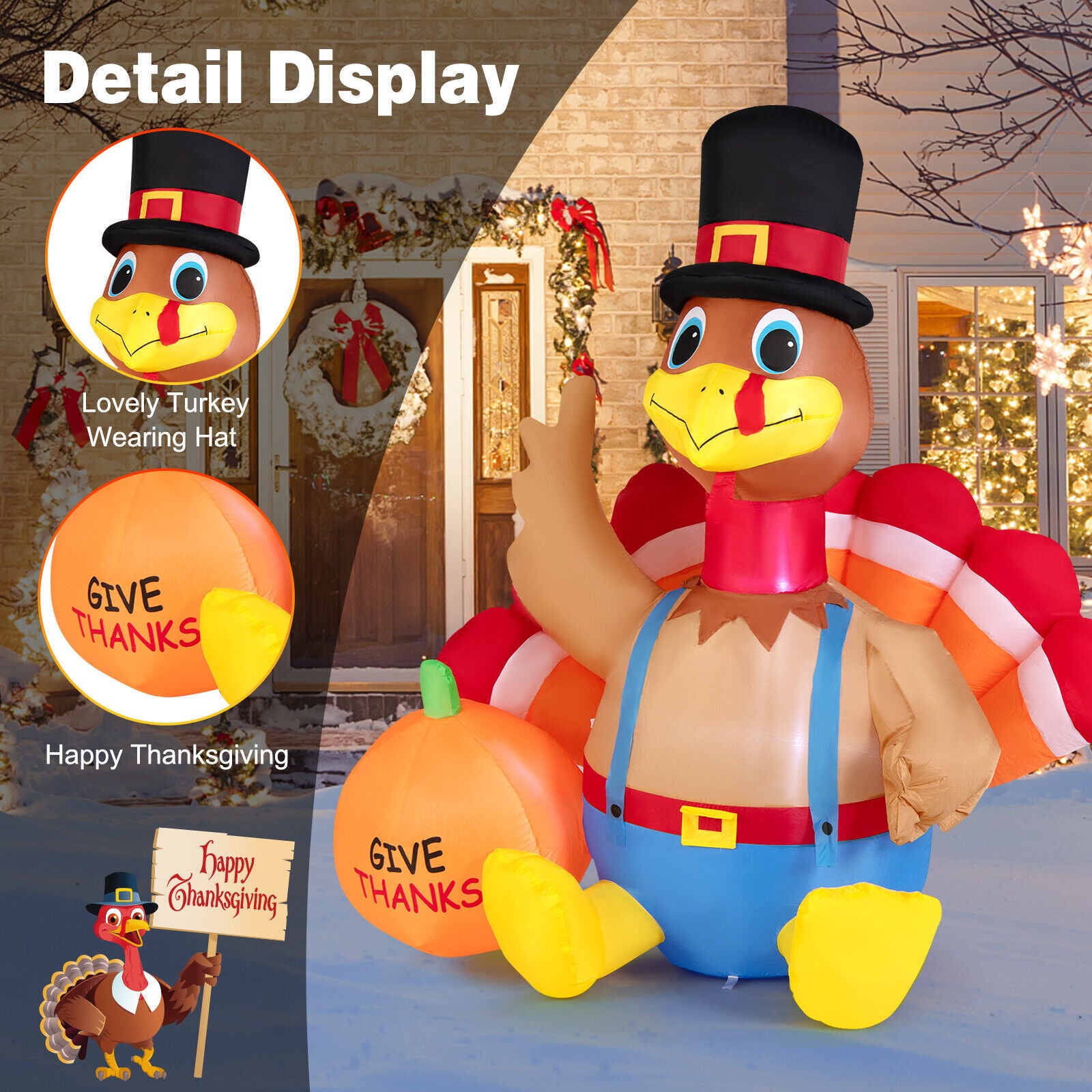 6 Feet Thanksgiving Inflatable Turkey, Multicolor Thanksgiving at Gallery Canada