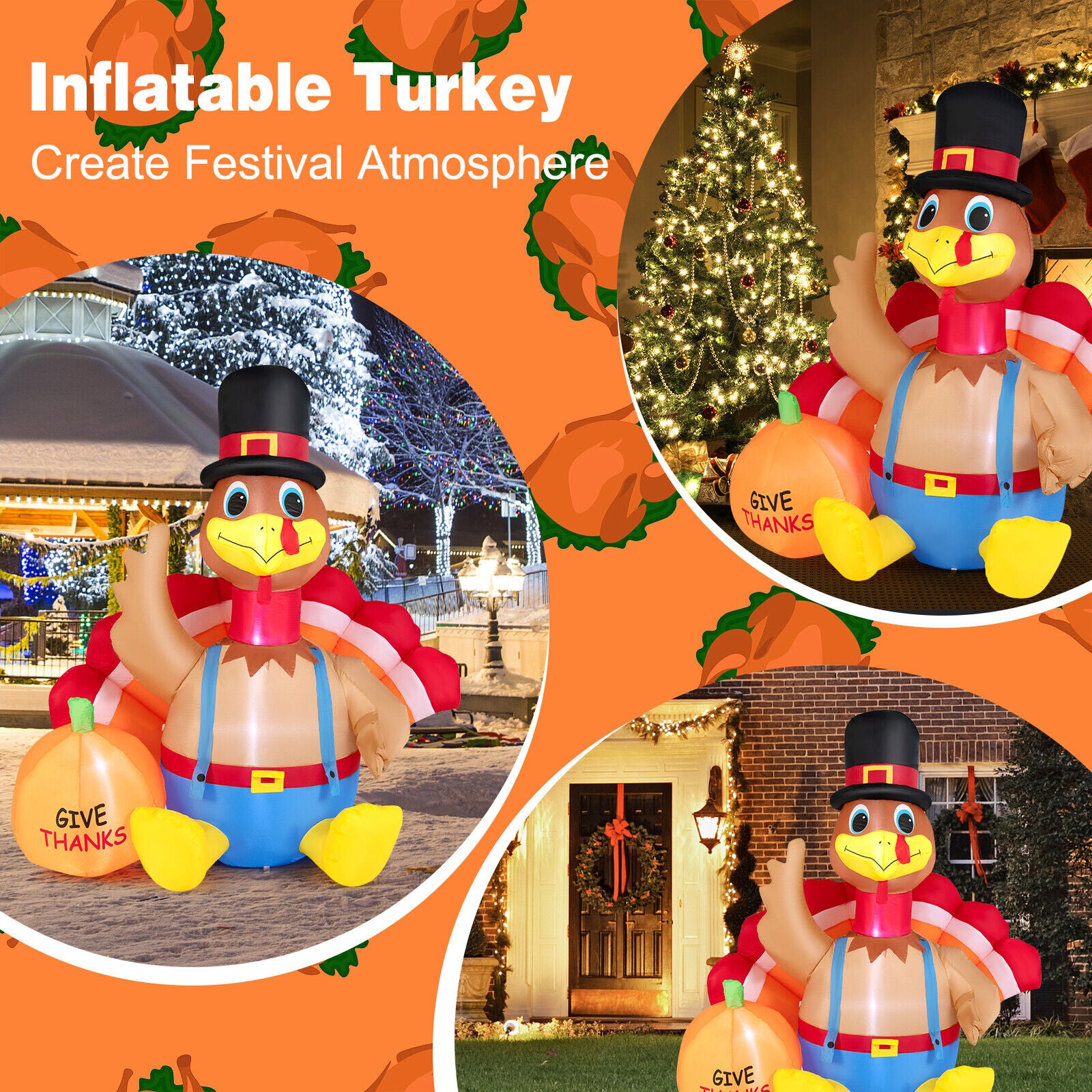 6 Feet Thanksgiving Inflatable Turkey, Multicolor Thanksgiving at Gallery Canada