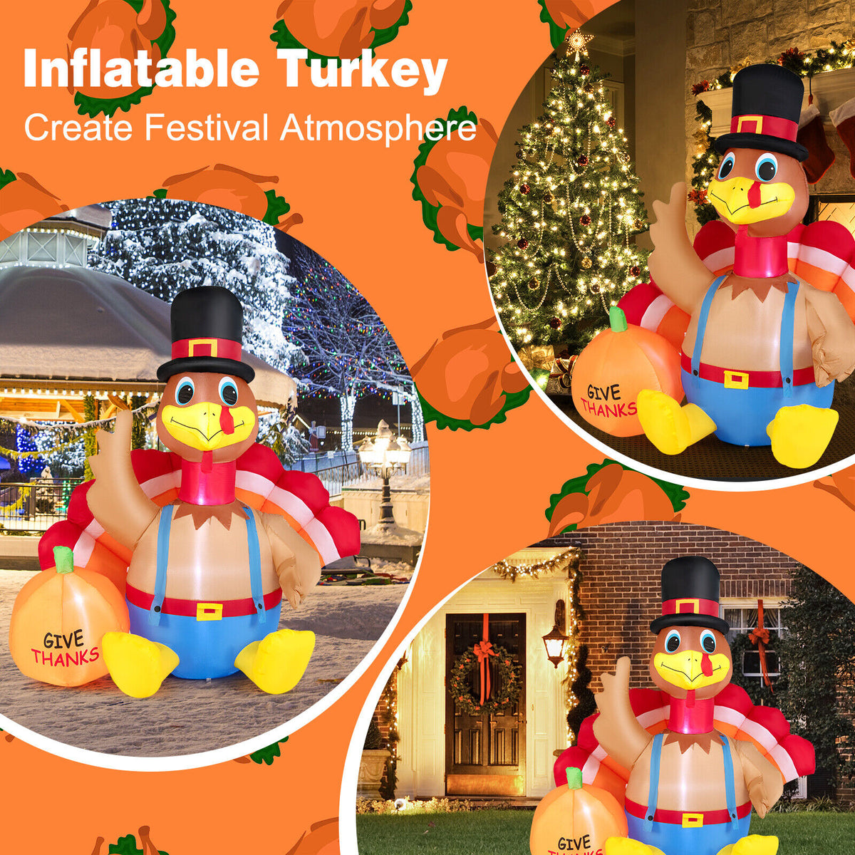 6 Feet Thanksgiving Inflatable Turkey, Multicolor Thanksgiving at Gallery Canada