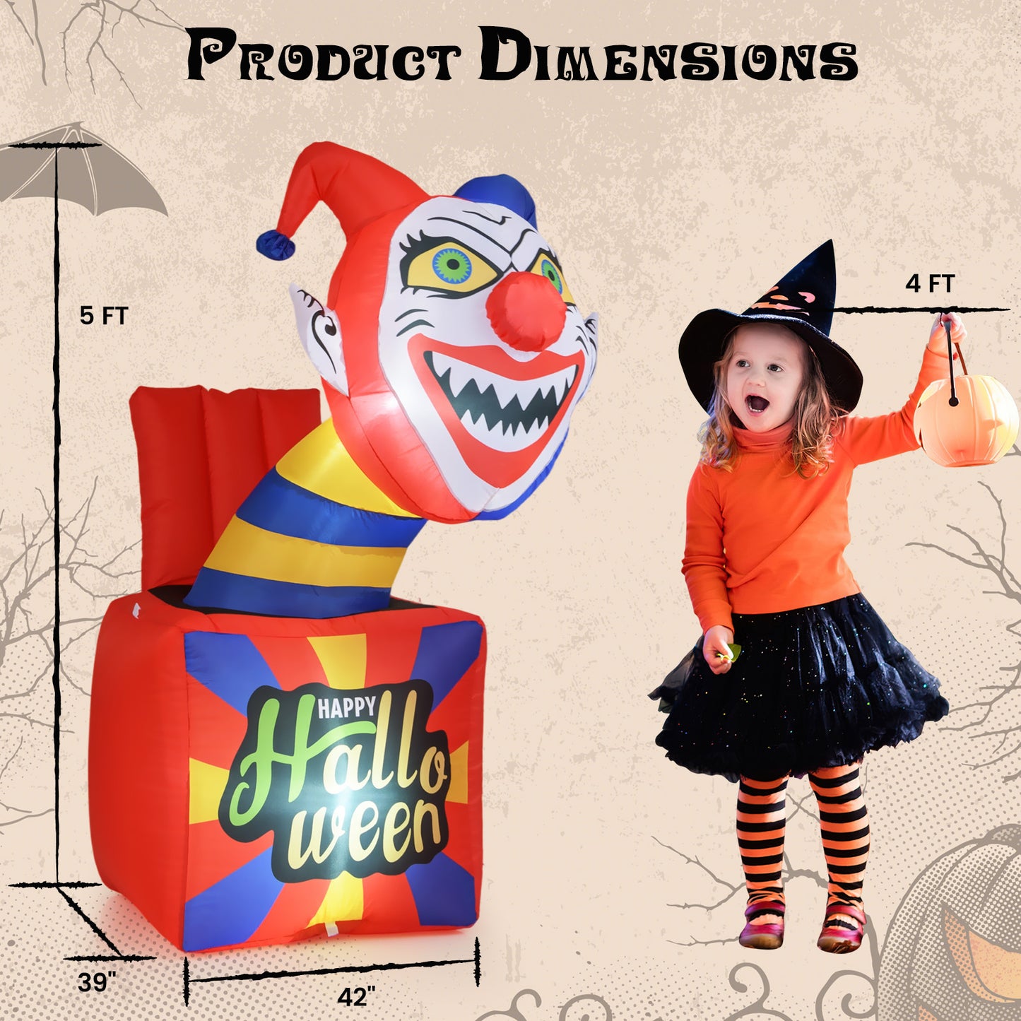 6 Ft Halloween Inflatable Clown With LED Lights, Indoor Outdoor Porch Halloween at Gallery Canada