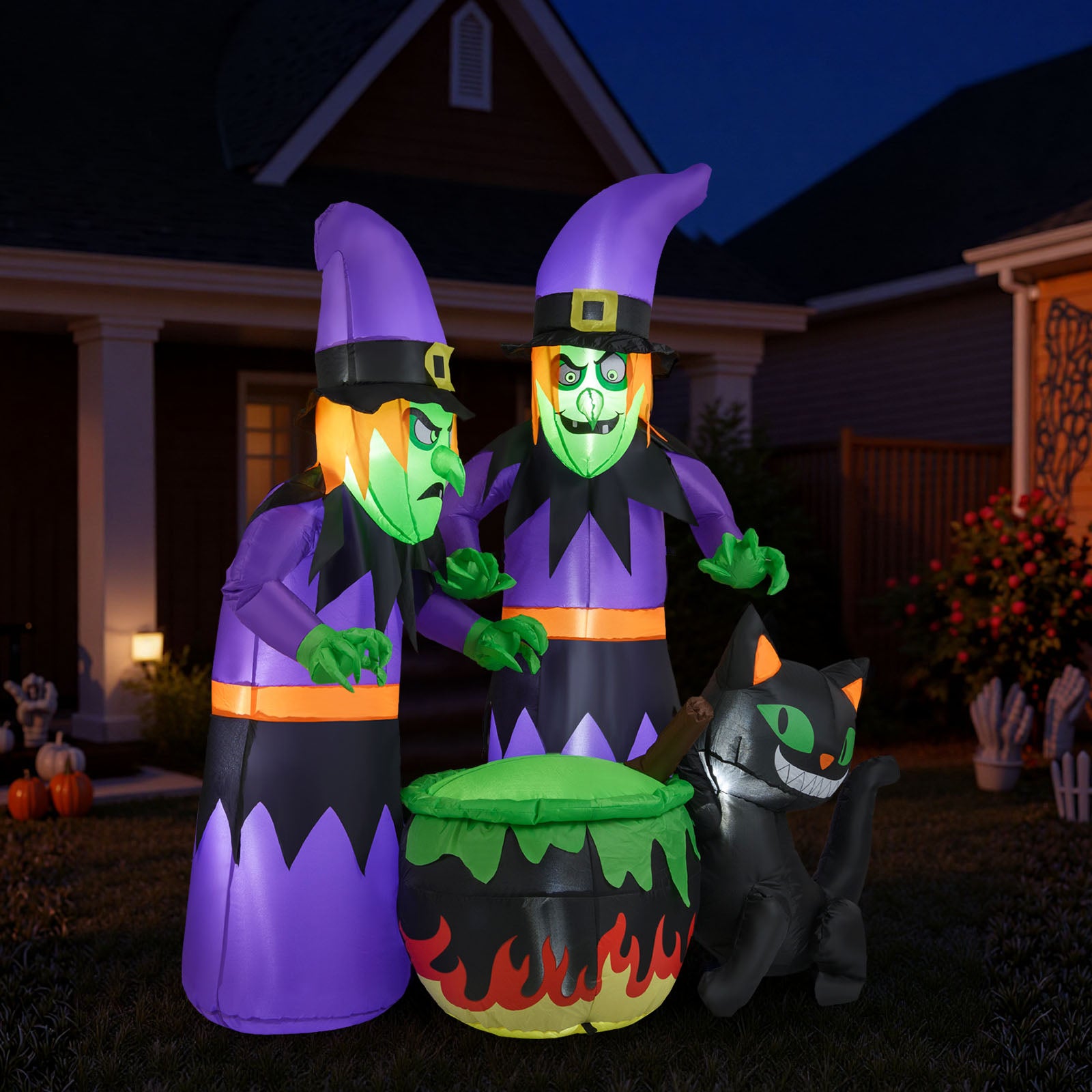 6 Ft Inflatable Halloween Witch With Cauldron, Black Cat Halloween at Gallery Canada