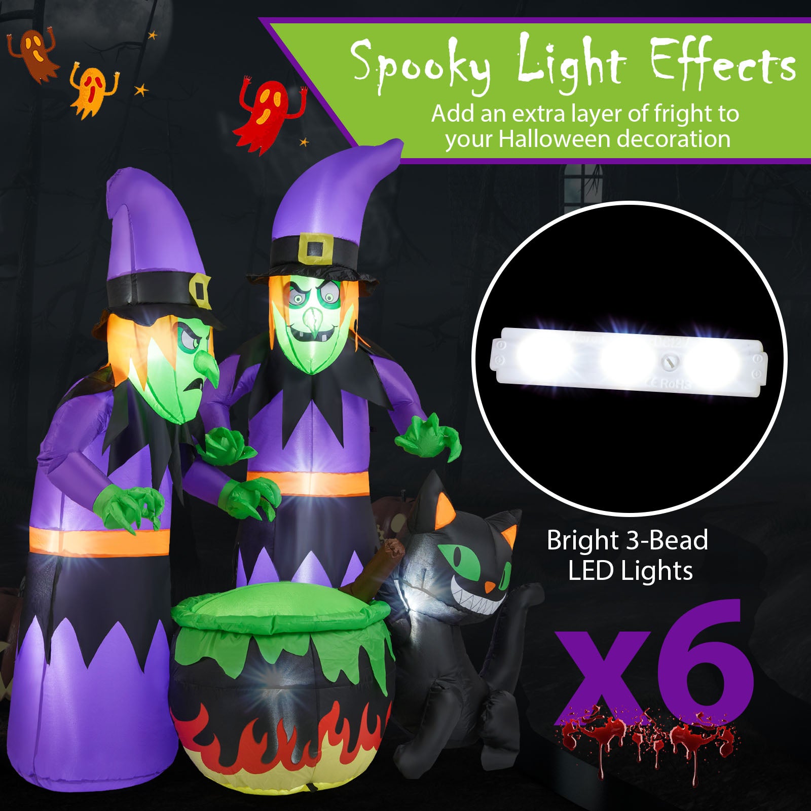 6 Ft Inflatable Halloween Witch With Cauldron, Black Cat Halloween at Gallery Canada