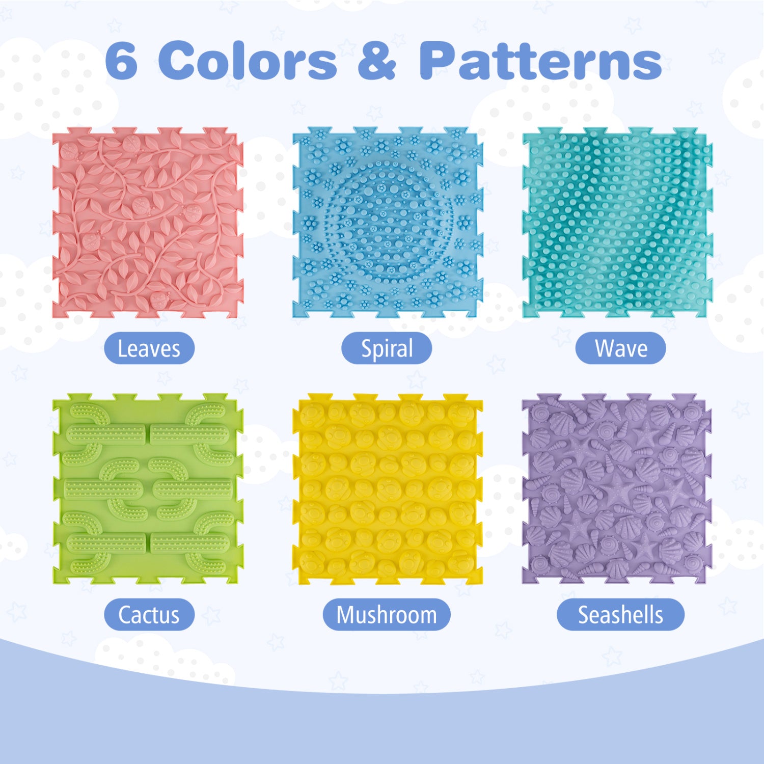 6 PCS Interlocking Sensory Mats with Rich Colors for Kids Adults, Color Baby Gyms & Playmats at Gallery Canada