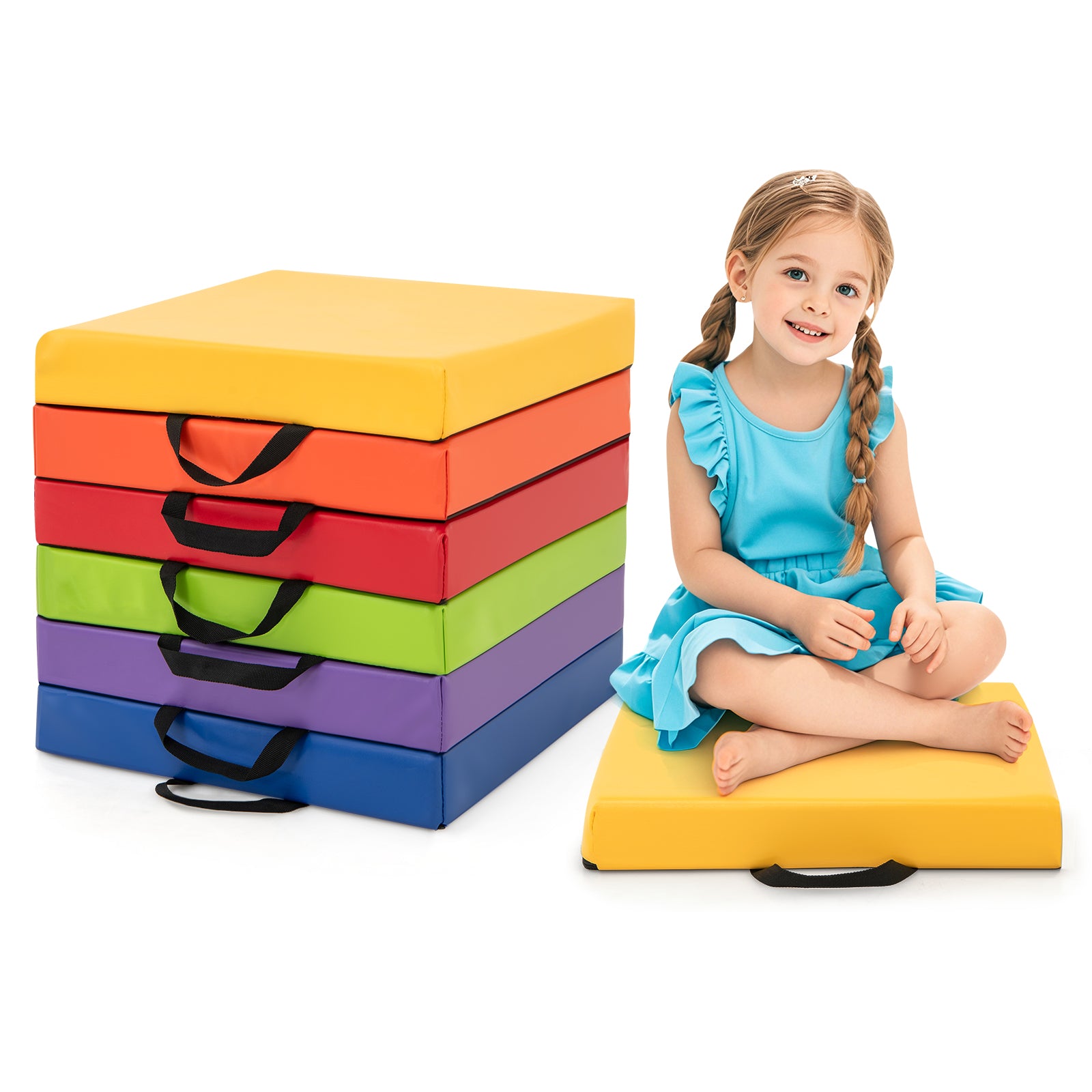 6 PCS Square Floor Cushions, 16 Inch, Multicolor Kids Chairs & Seating at Gallery Canada