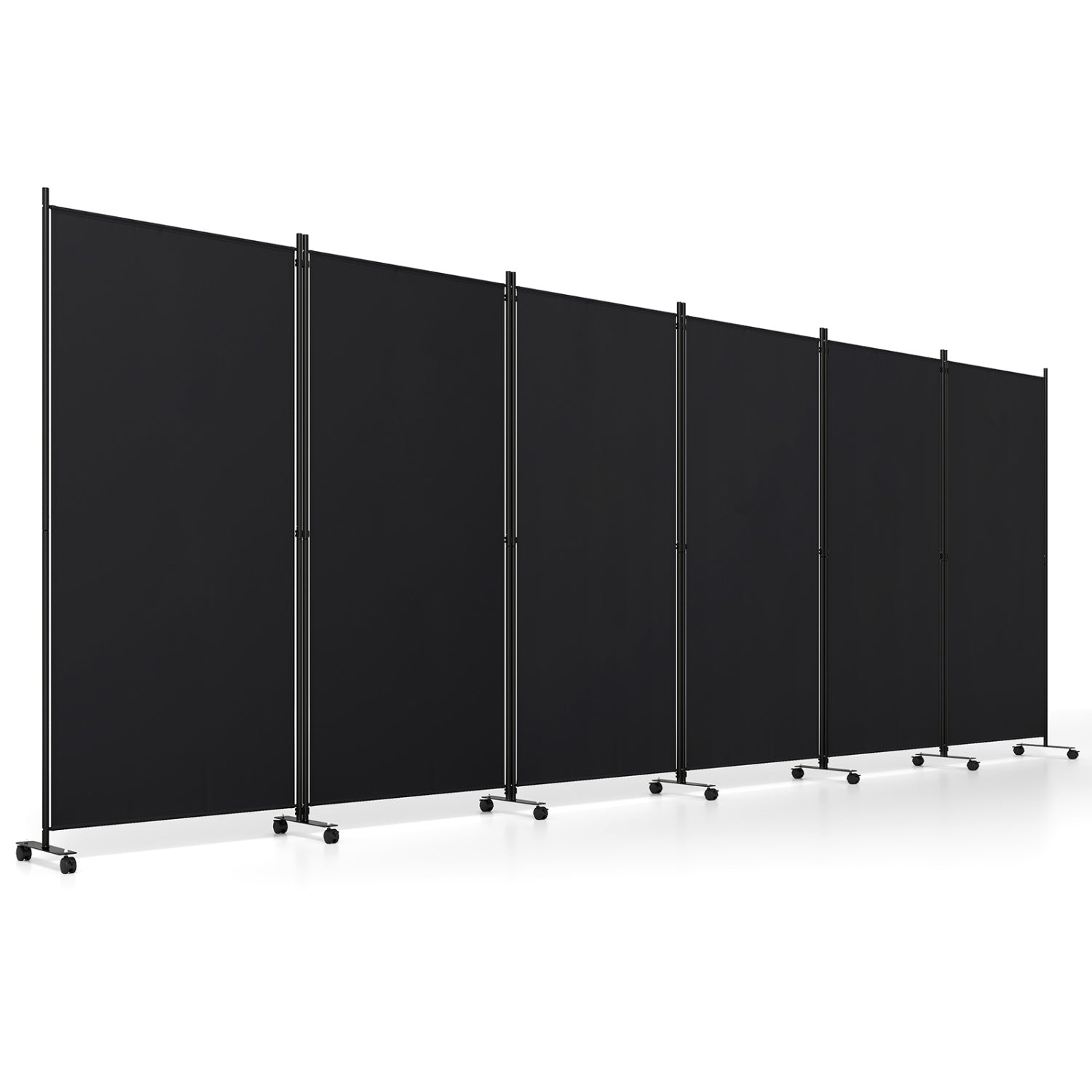 6 Panel Folding Privacy Screen Divider With Wheels, Black Room Dividers at Gallery Canada