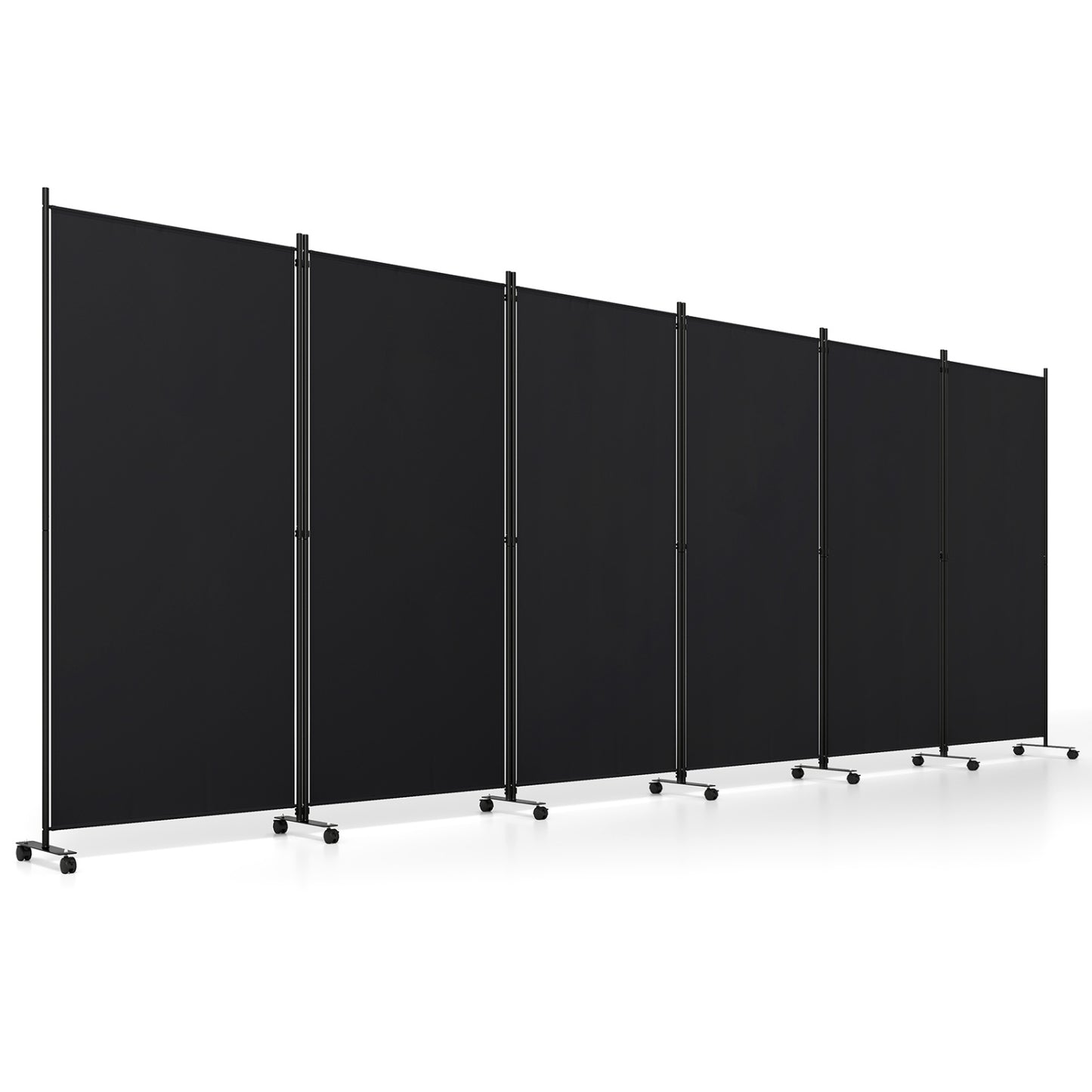 6 Panel Folding Privacy Screen Divider With Wheels, Black Room Dividers at Gallery Canada