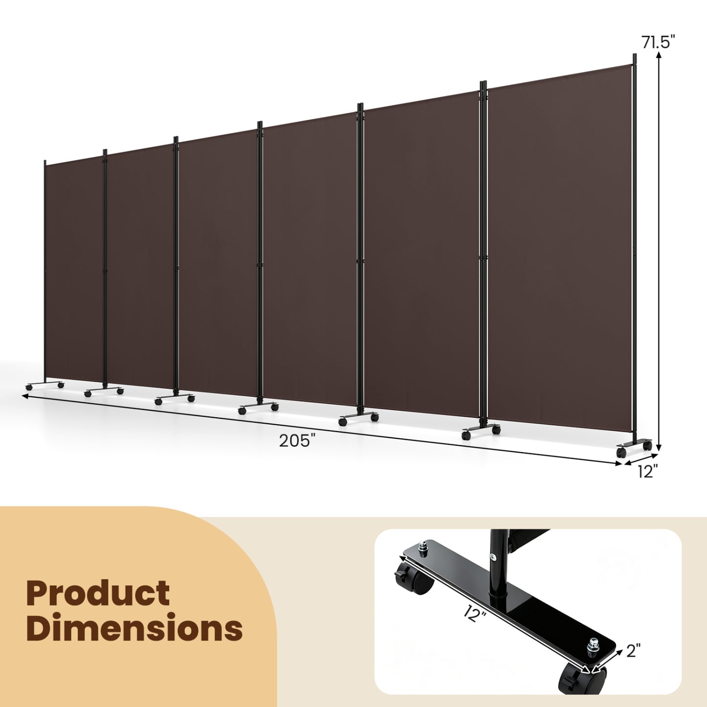 6 Panel Folding Privacy Screen Divider, Coffee Room Dividers at Gallery Canada