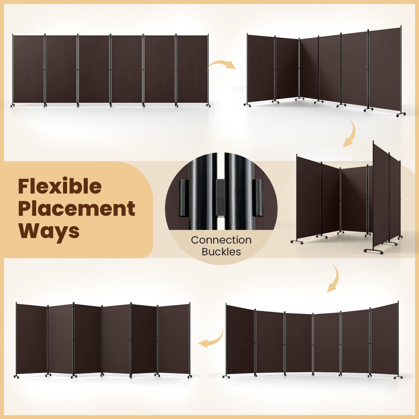 6 Panel Folding Privacy Screen Divider, Coffee Room Dividers at Gallery Canada