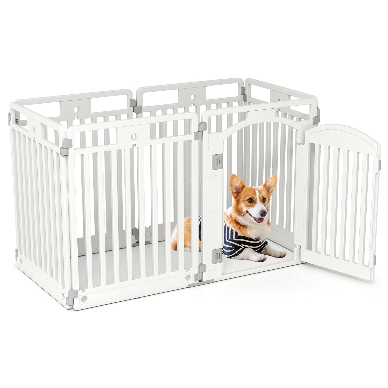 6-Panel Tall Dog Playpen, Foldable Pet Fence, White Pet Gate at Gallery Canada