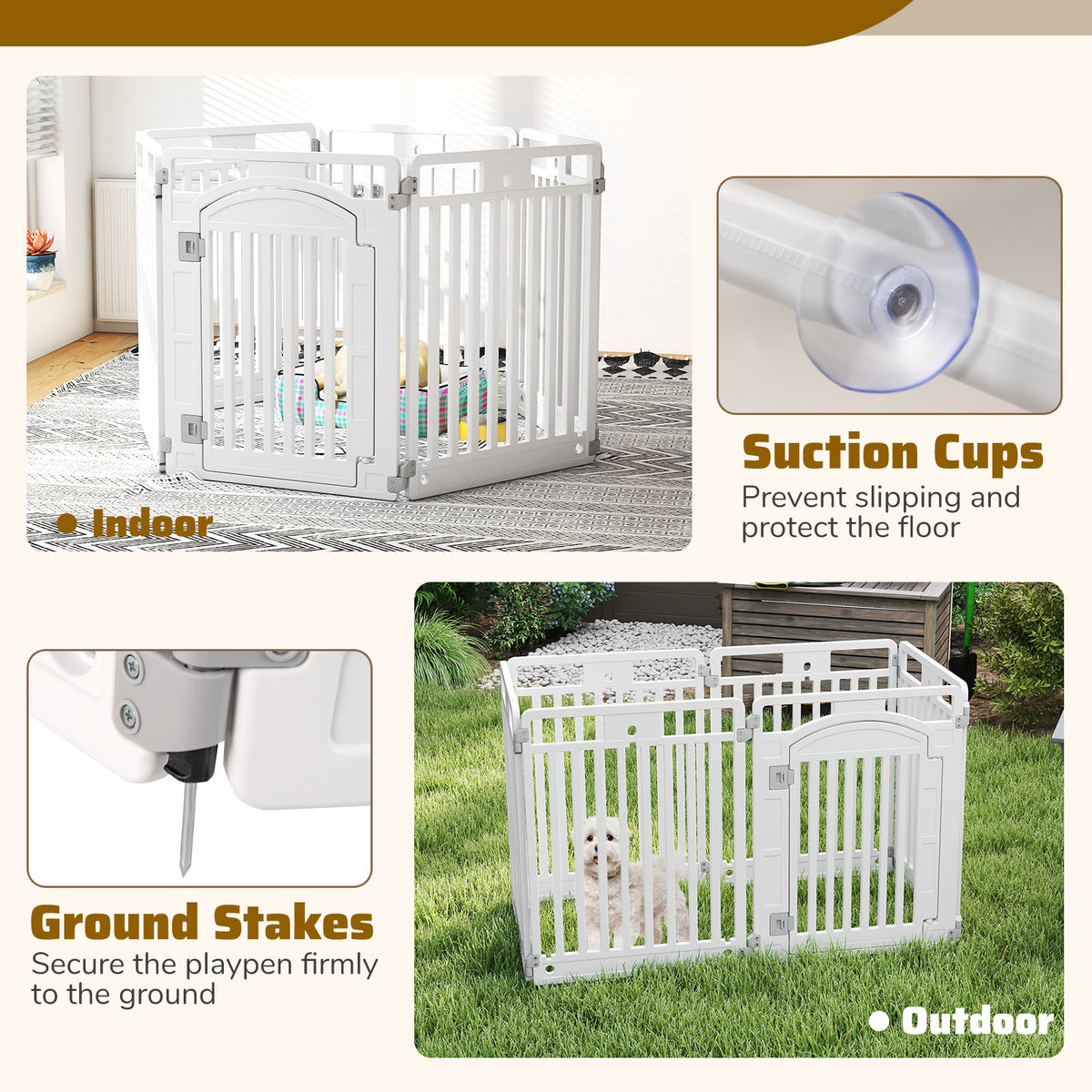 6-Panel Tall Dog Playpen, Foldable Pet Fence, White Pet Gate at Gallery Canada