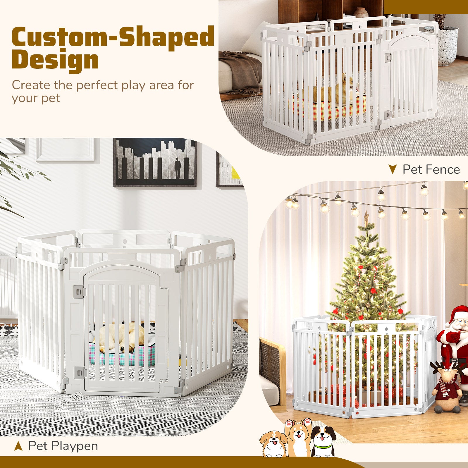 6-Panel Tall Dog Playpen, Foldable Pet Fence, White Pet Gate at Gallery Canada