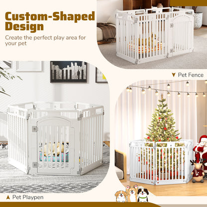 6-Panel Tall Dog Playpen, Foldable Pet Fence, White Pet Gate at Gallery Canada