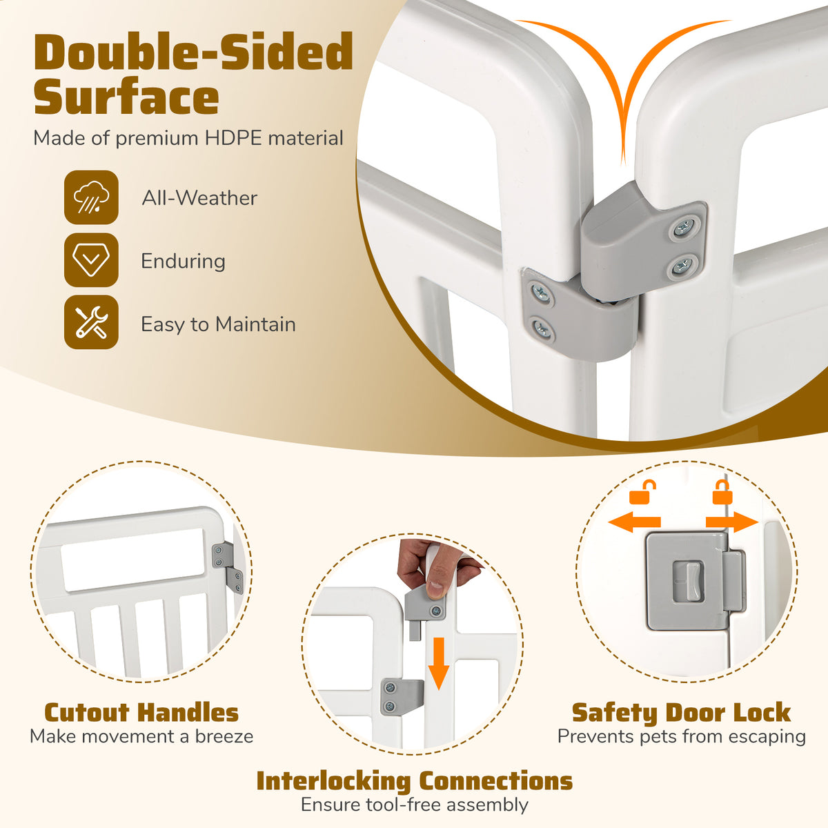 6-Panel Tall Dog Playpen, Foldable Pet Fence, White Pet Gate at Gallery Canada
