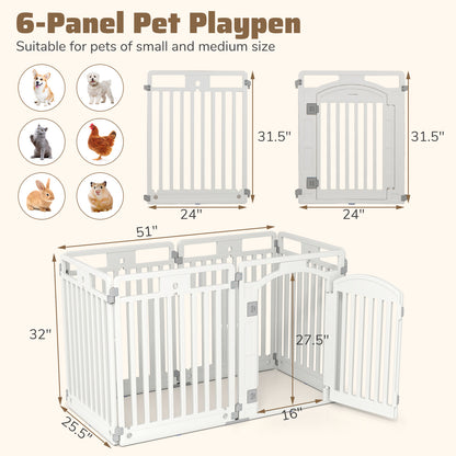 6-Panel Tall Dog Playpen, Foldable Pet Fence, White Pet Gate at Gallery Canada