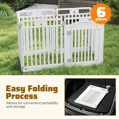 6-Panel Tall Dog Playpen, Foldable Pet Fence, White Pet Gate at Gallery Canada