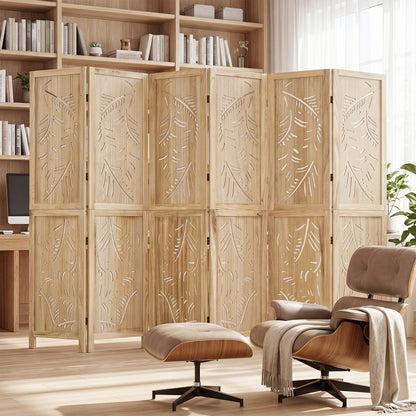 6-Panel Wooden Room Divider, Palm Leaf Design, Paulownia Frame Room Dividers at Gallery Canada