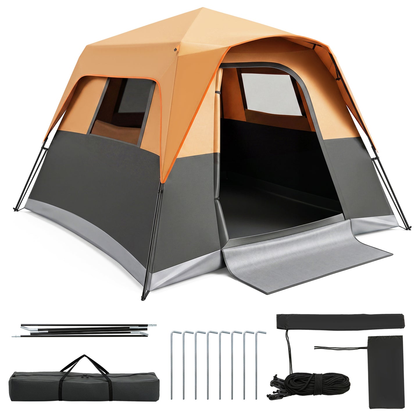 6-Person Blackout Instant Cabin Tent, Orange Tents Orange at Gallery Canada