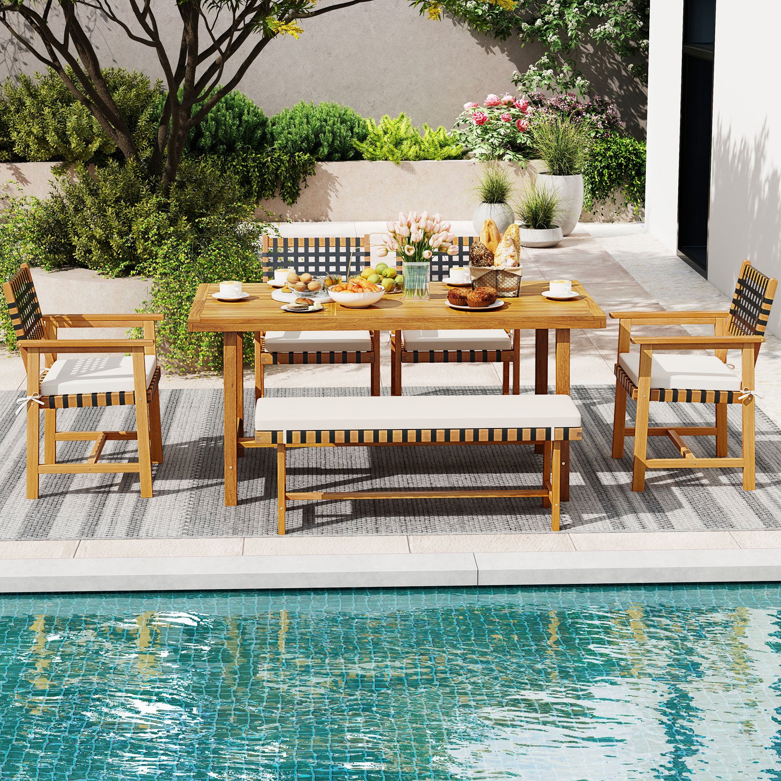 6-Piece Patio Dining Set, Farmhouse Furniture For 5-6 People Patio Dining Sets at Gallery Canada