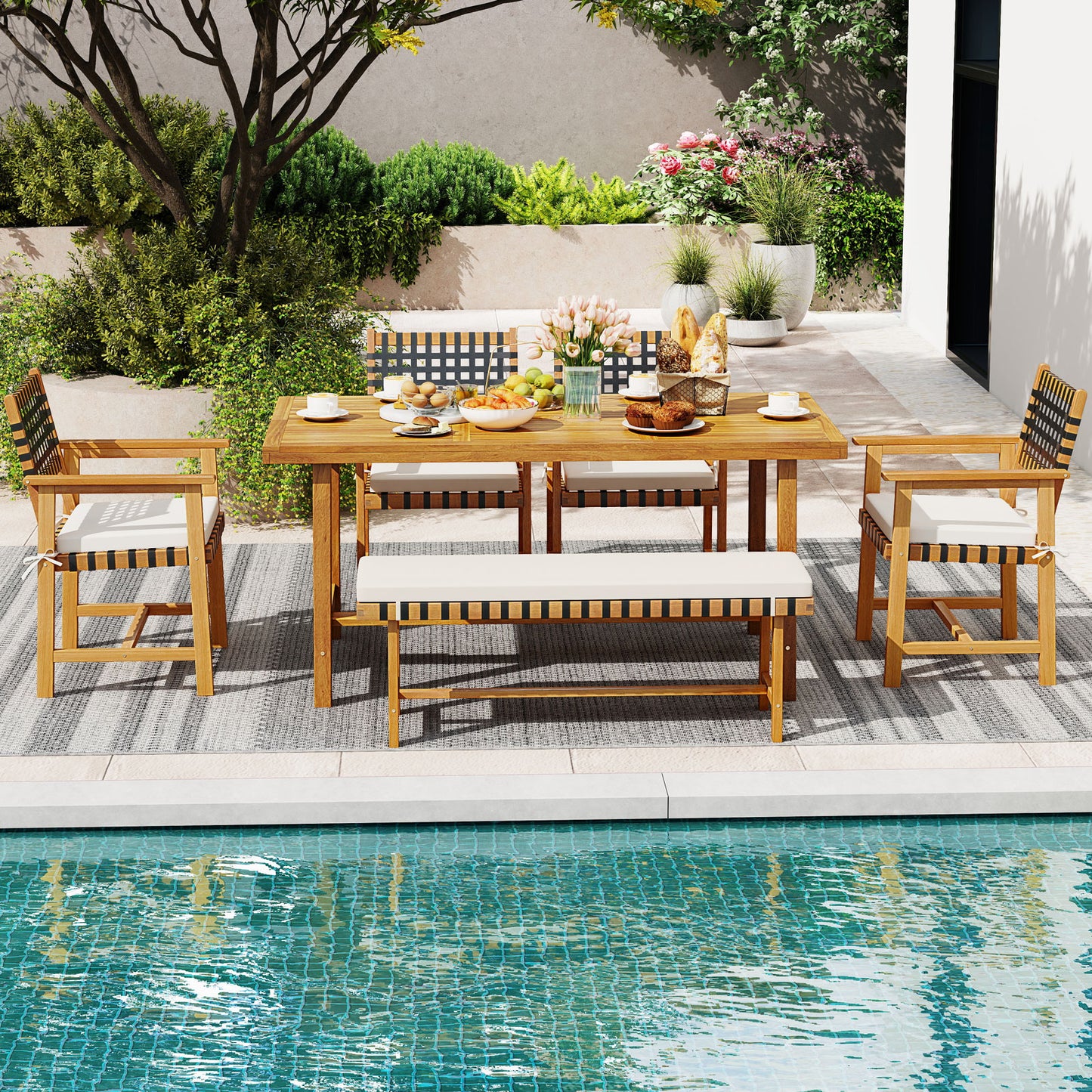 6-Piece Patio Dining Set, Farmhouse Furniture For 5-6 People Patio Dining Sets at Gallery Canada