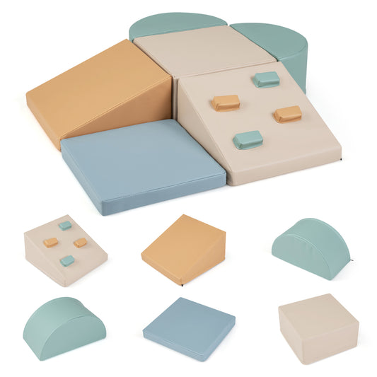 6-Piece Soft Play Set for Toddlers, Climbing Triangle, Ramp, Gray Green Climbers & Slides Beige & Gray at Gallery Canada