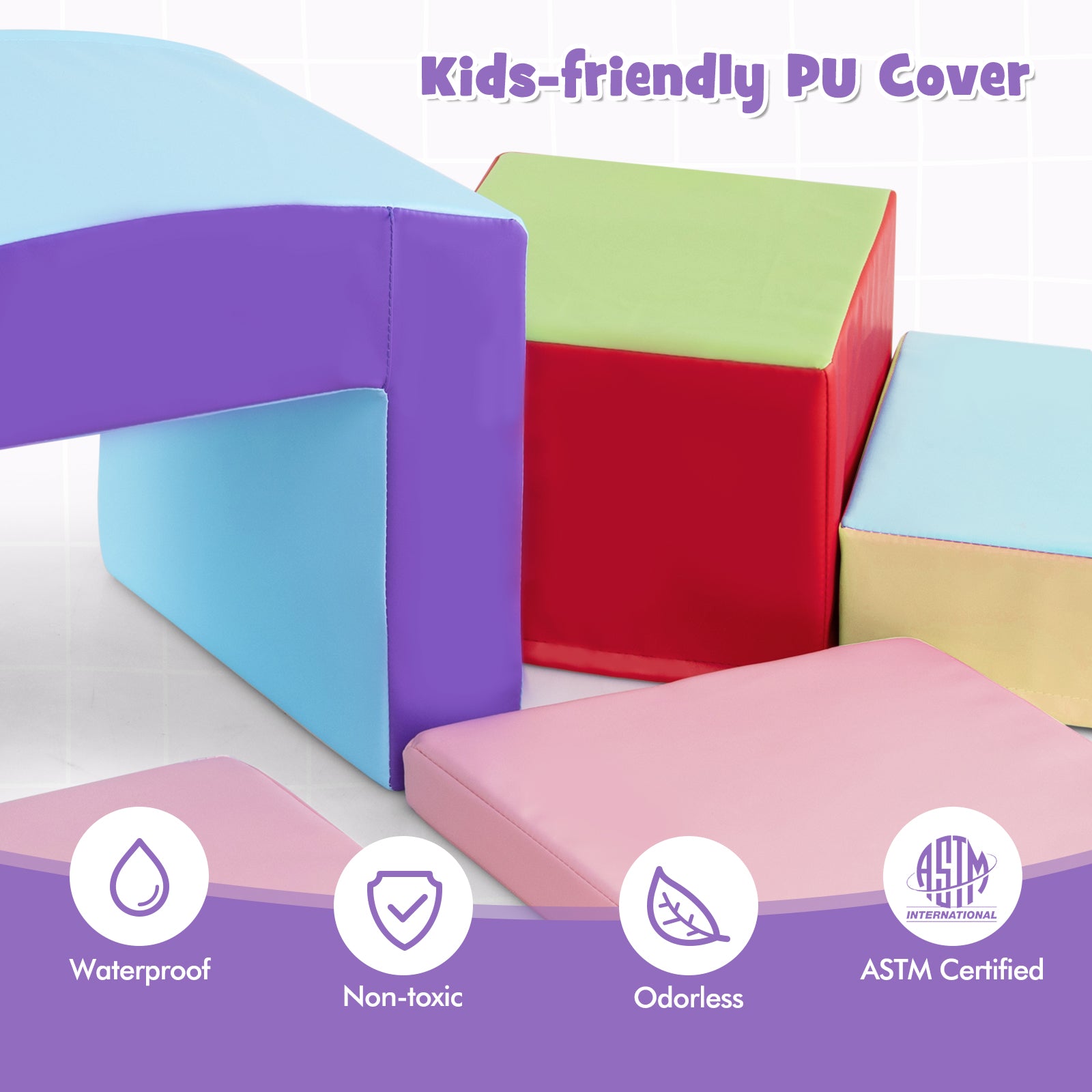 6 Pieces Foam Climbing Blocks, Soft Play For Toddlers, Tunnel, Beige Climbers & Slides at Gallery Canada