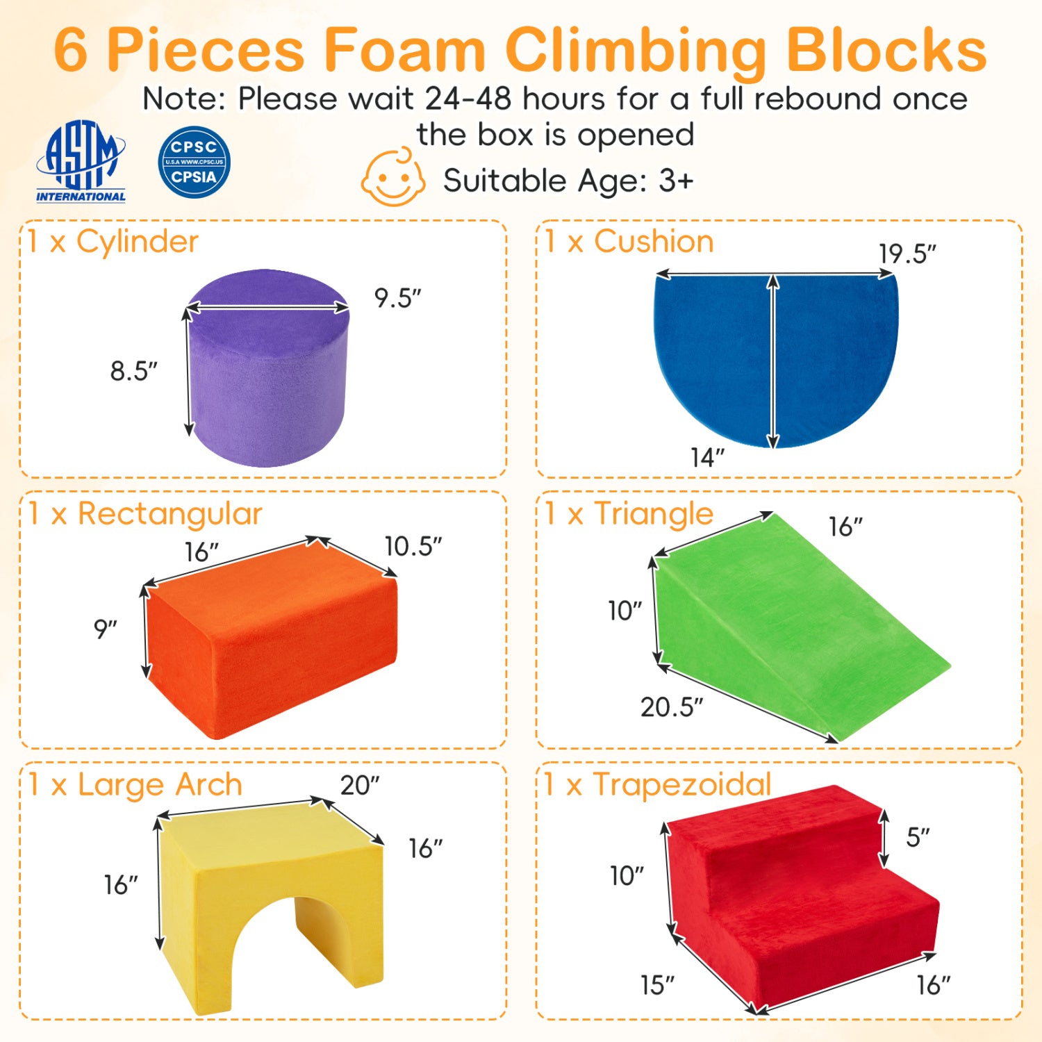 6 Pieces Foam Climbing Blocks for Kids with Slide and Tunnel, Red Climbers & Slides at Gallery Canada