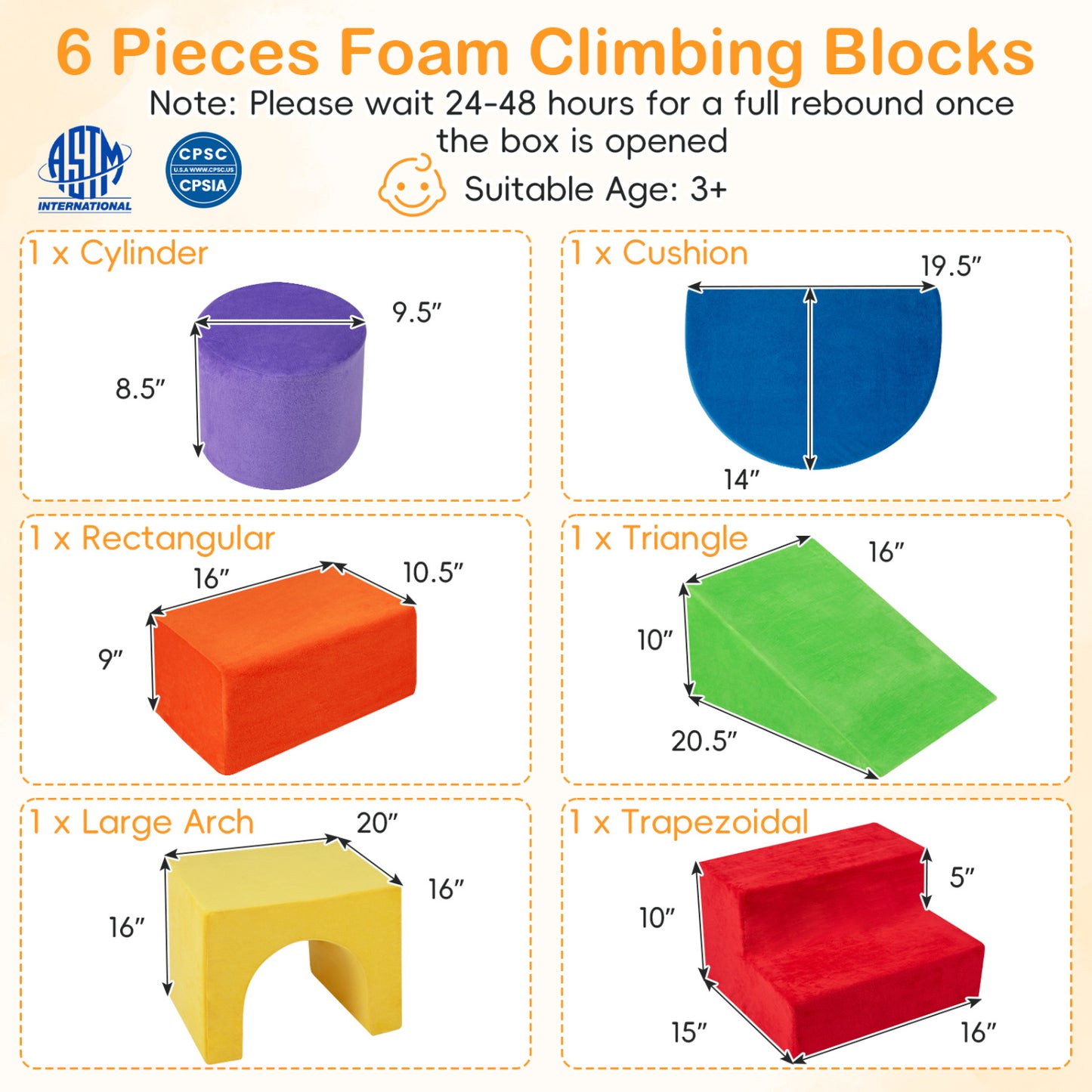 6 Pieces Foam Climbing Blocks for Kids with Slide and Tunnel, Red Climbers & Slides at Gallery Canada