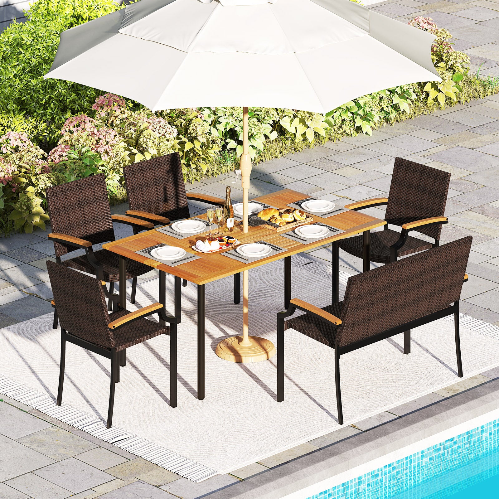 6 Piece Outdoor Dining Set With Umbrella Hole Patio Dining Sets at Gallery Canada