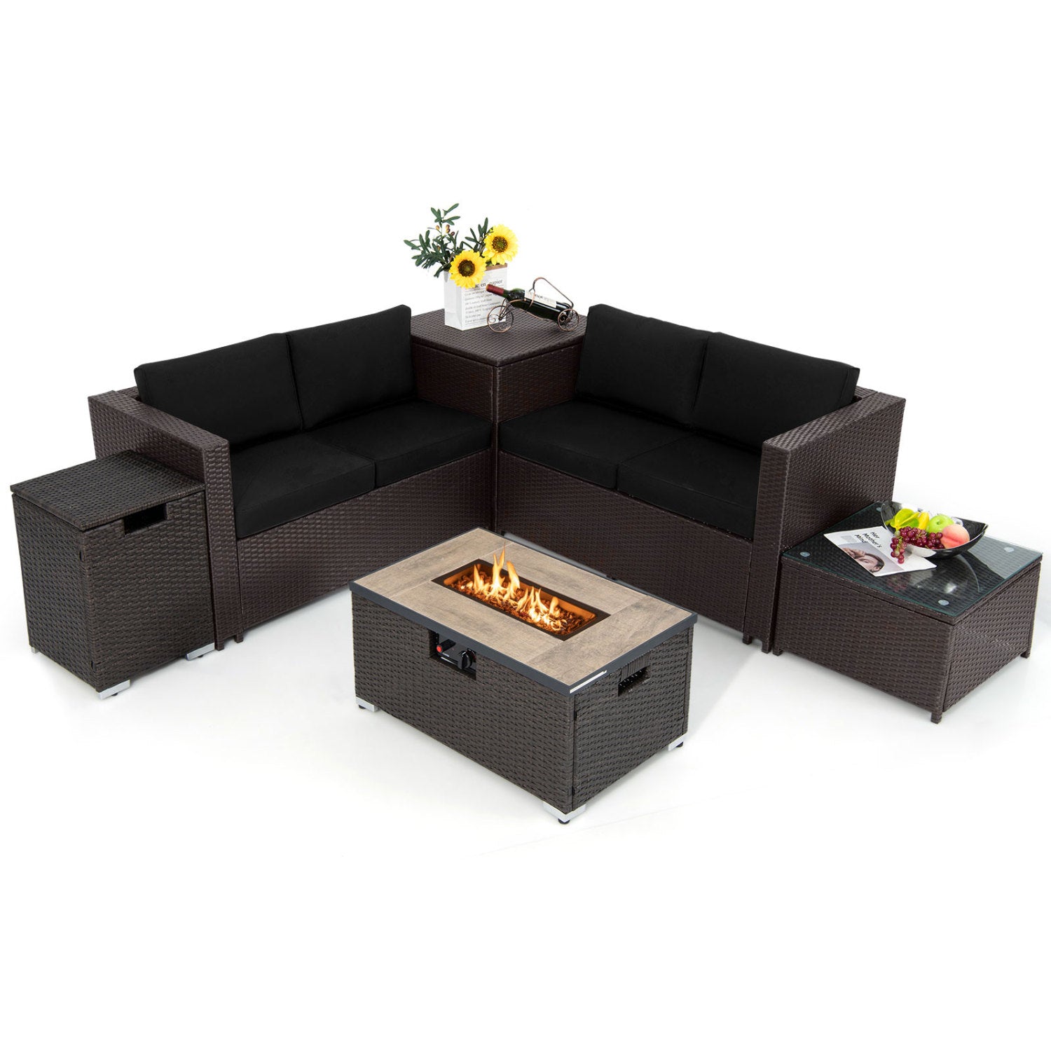 6-Piece Outdoor Wicker Set with 32