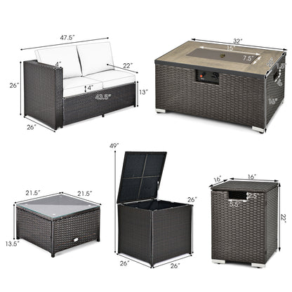 6-Piece Outdoor Wicker Set with 32" Propane Fire Pit, Black Patio Conversation Sets at Gallery Canada