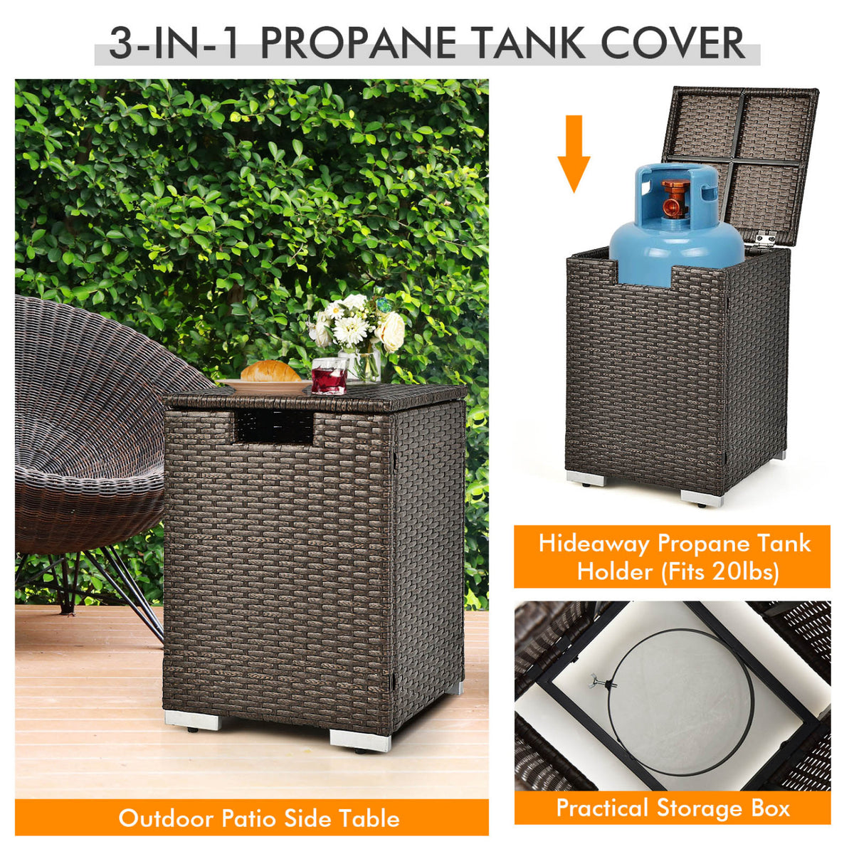 6-Piece Outdoor Wicker Set with 32" Propane Fire Pit, Black Patio Conversation Sets at Gallery Canada