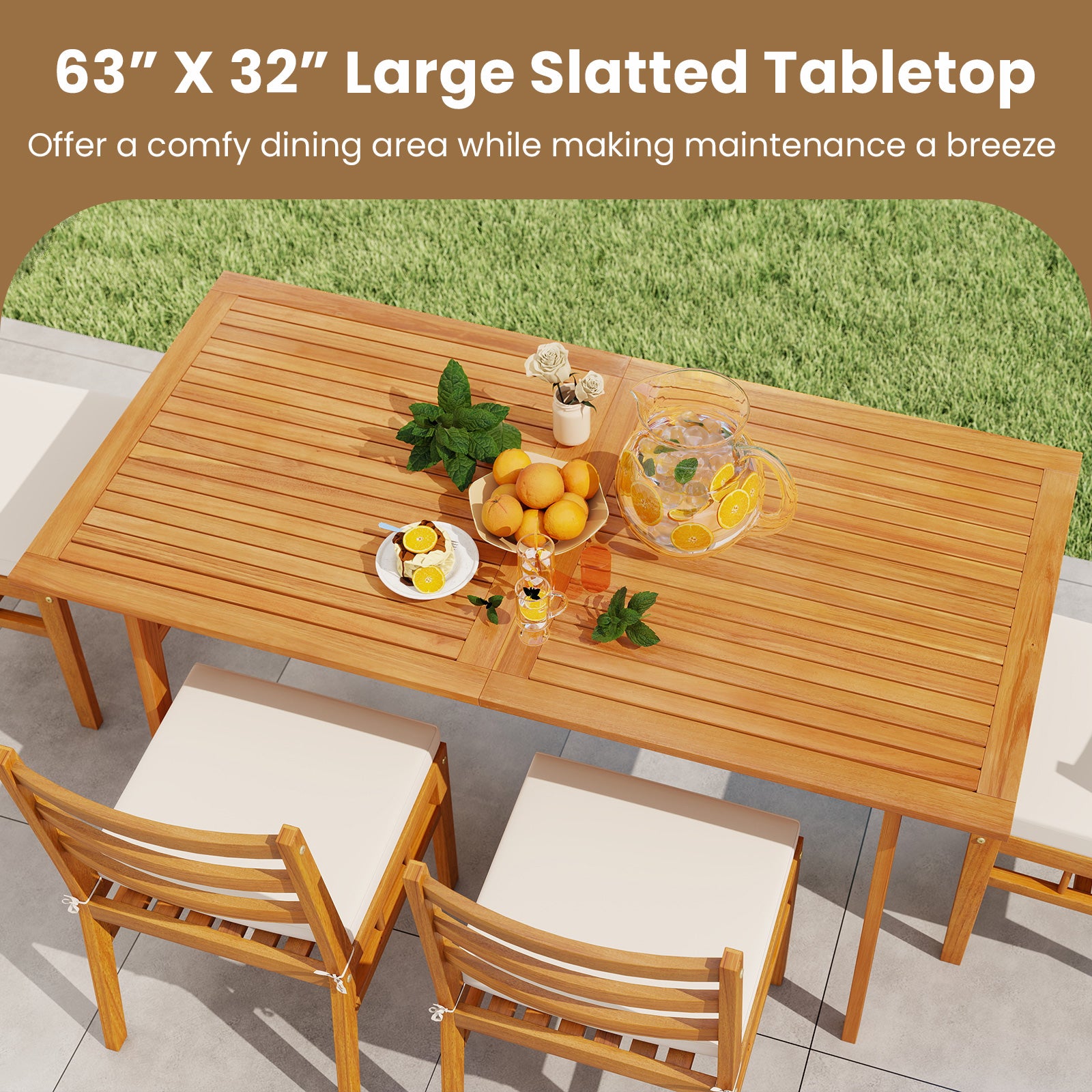 6-Piece Acacia Wood Patio Dining Set, Rectangular Table With Bench And Chairs Patio Dining Sets at Gallery Canada