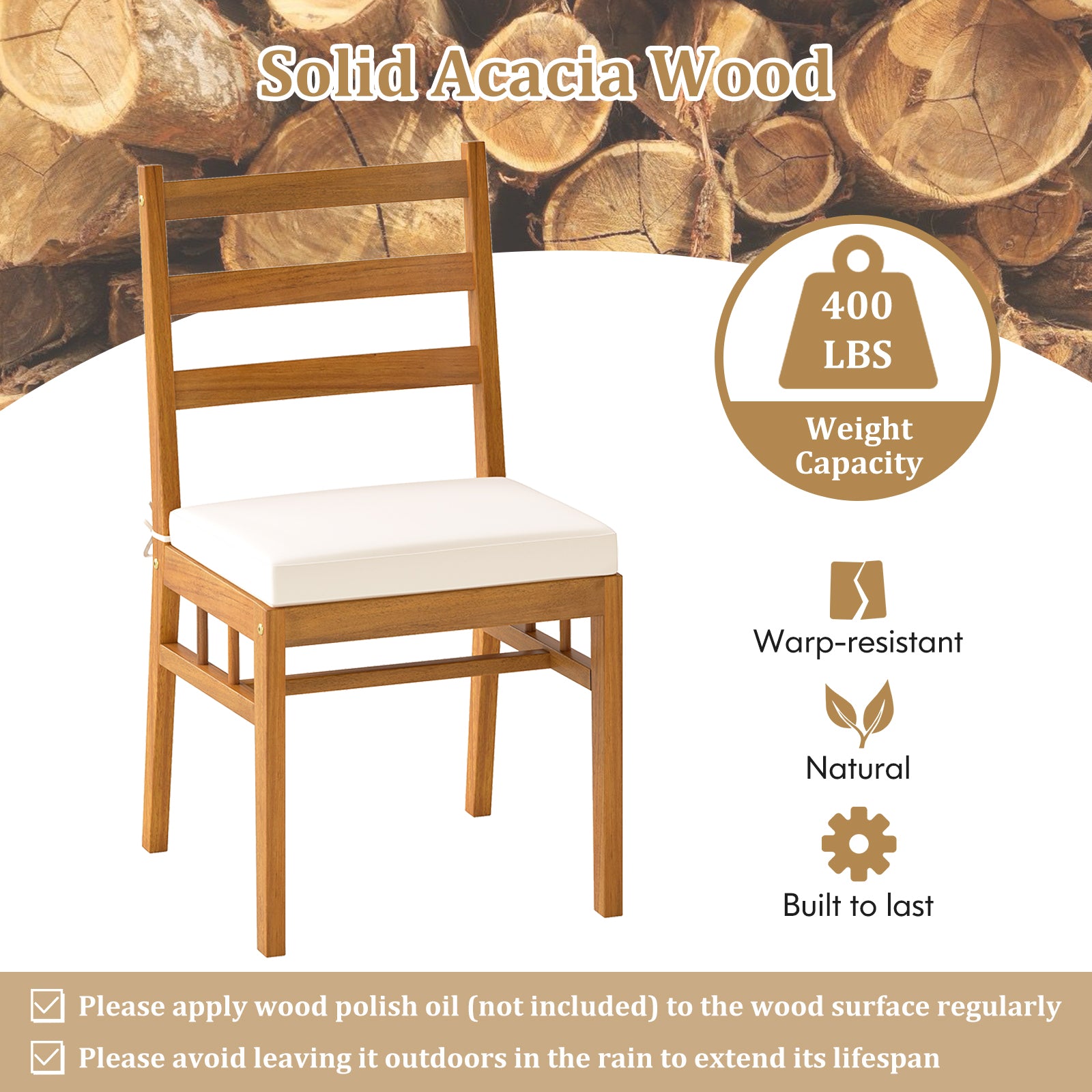 6-Piece Acacia Wood Patio Dining Set, Rectangular Table With Bench And Chairs Patio Dining Sets at Gallery Canada