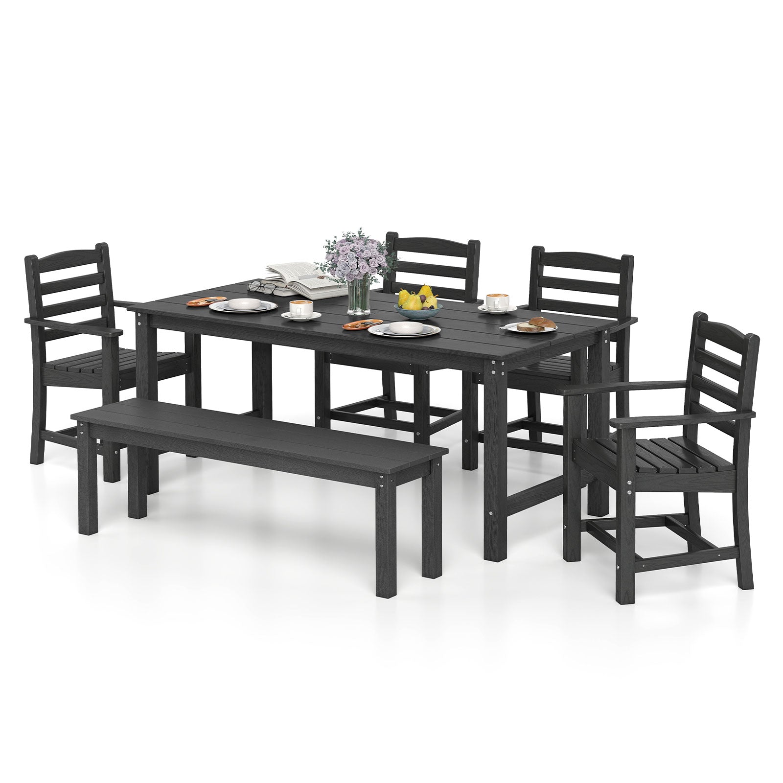 6-Piece Patio Dining Set, HDPE Weather Resistant, Black Patio Dining Sets at Gallery Canada