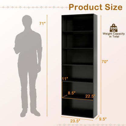 6-Tier Bookcase, 6 Open Shelves, Anti-Toppling Kit, Black Bookcases at Gallery Canada