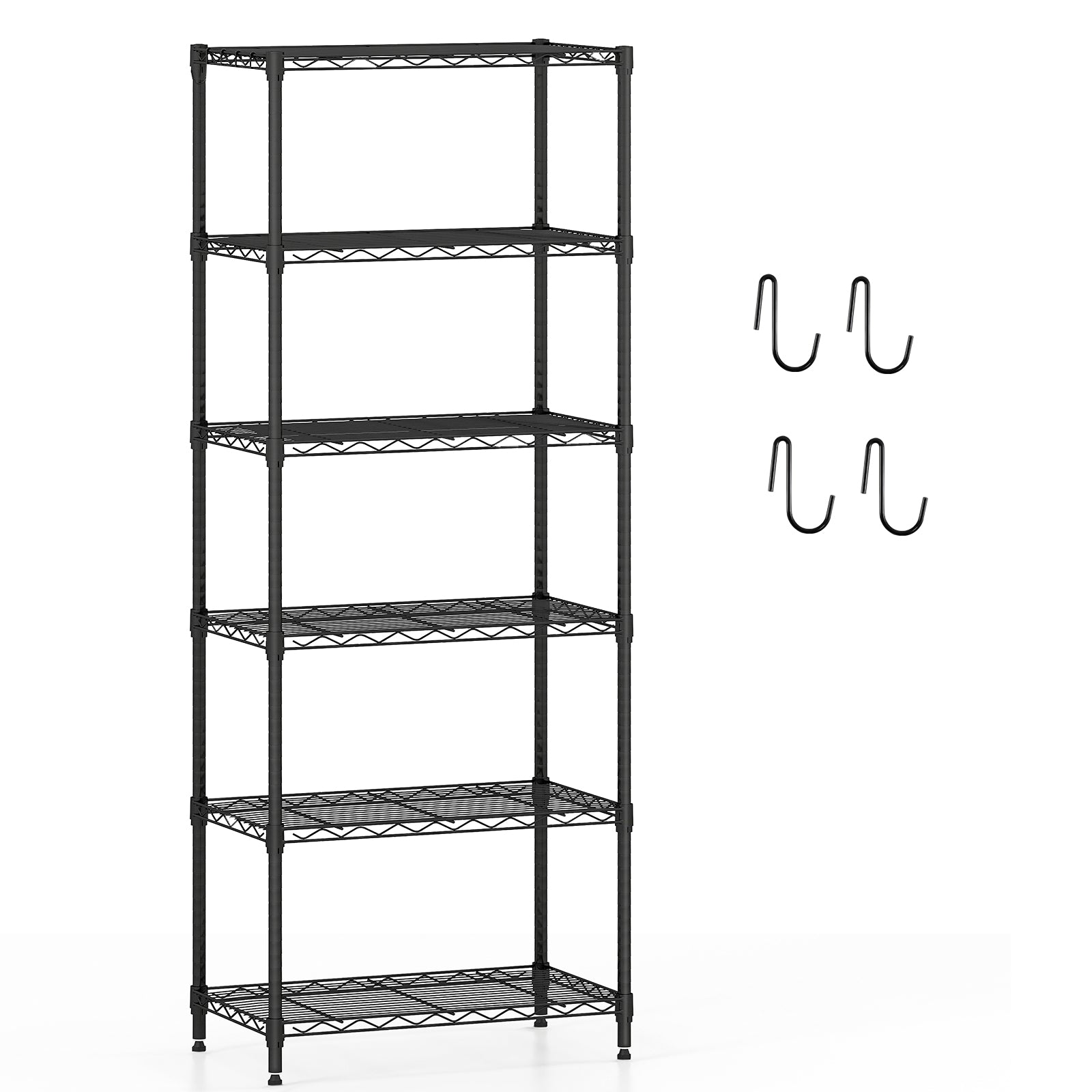 6-Tier Metal Storage Shelving Unit with V-Shaped Wire Rack and 900 LBS Capacity-DK, Black Garages at Gallery Canada