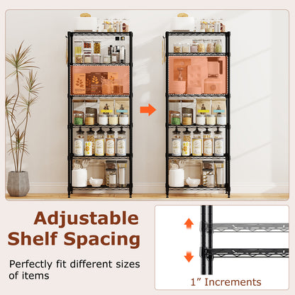 6-Tier Metal Storage Shelving Unit with V-Shaped Wire Rack and 900 LBS Capacity-DK, Black Garages at Gallery Canada