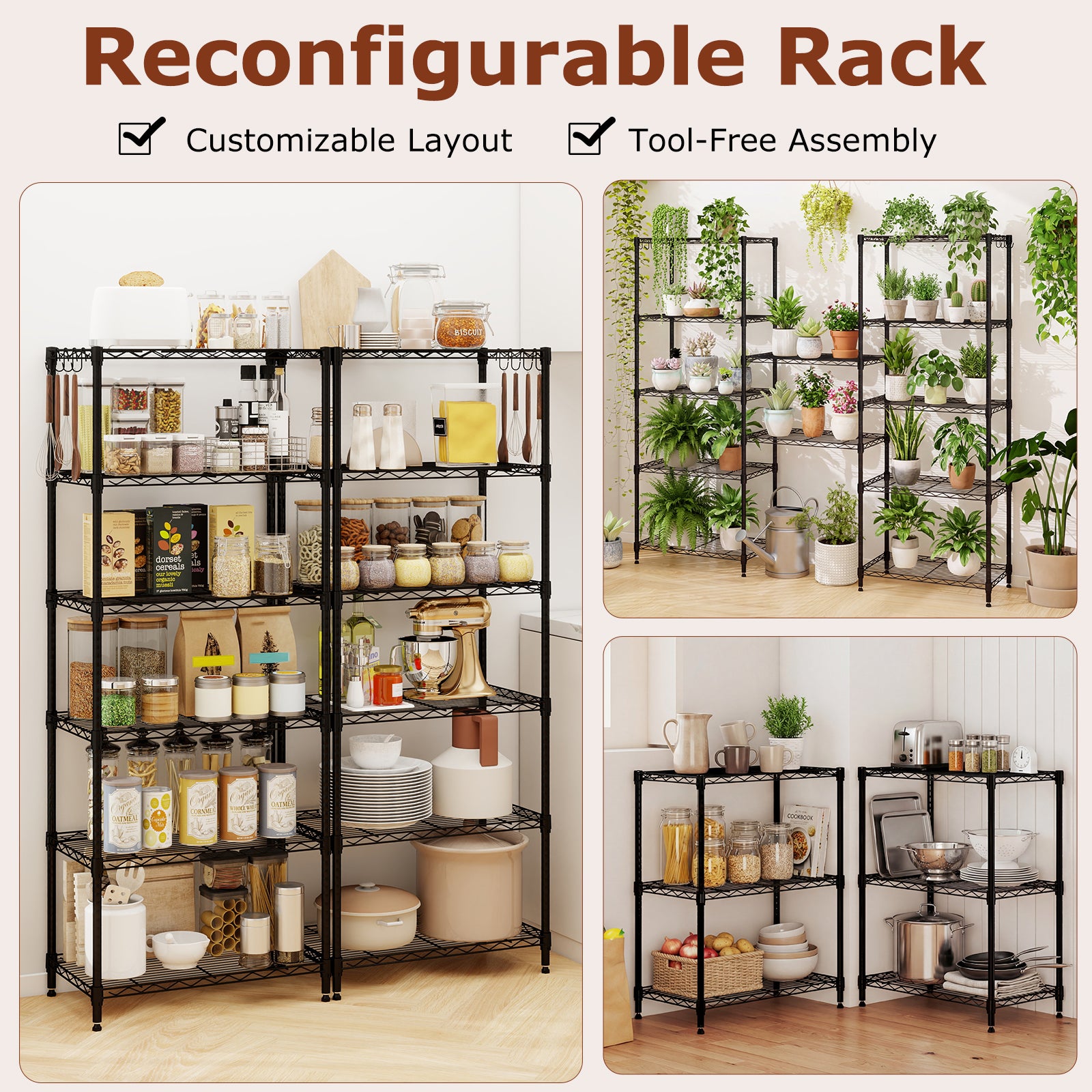 6-Tier Metal Storage Shelving Unit with V-Shaped Wire Rack and 900 LBS Capacity-DK, Black Garages at Gallery Canada