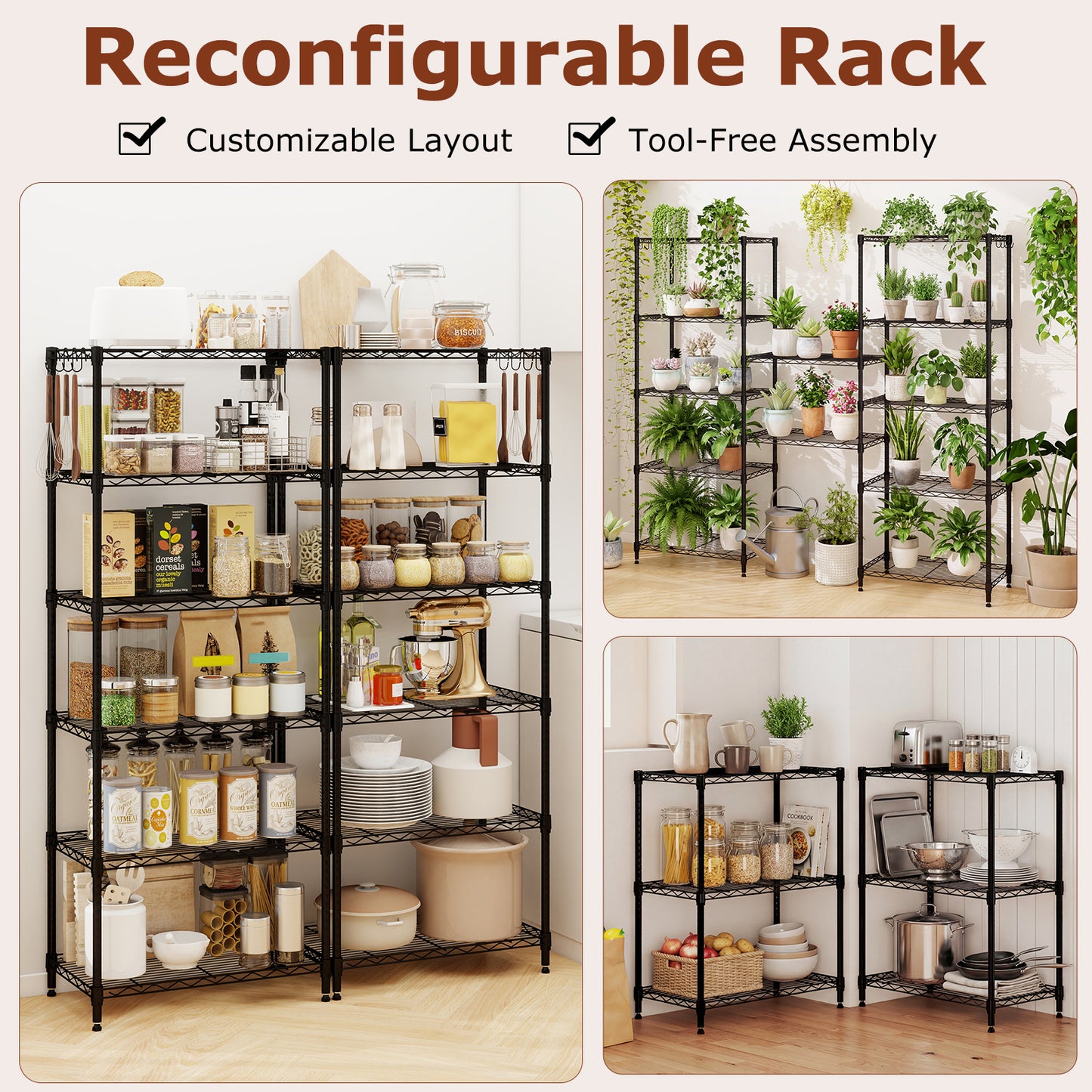 6-Tier Metal Storage Shelving Unit with V-Shaped Wire Rack and 900 LBS Capacity-DK, Black Garages at Gallery Canada
